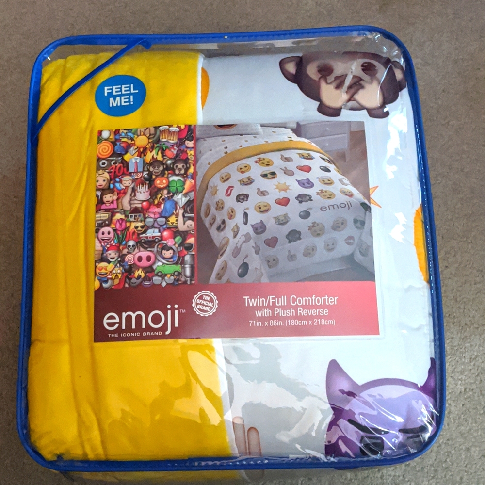 New in bag emoji plush comforter